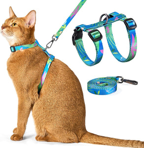 Simbow Cat Harness and Leash Set - Escape Proof Adjustable Cat Harness, Comfortable Soft Lightweight, Use Safe & Easy, Walking Travel Kitten Harness for Small Medium Large Cats