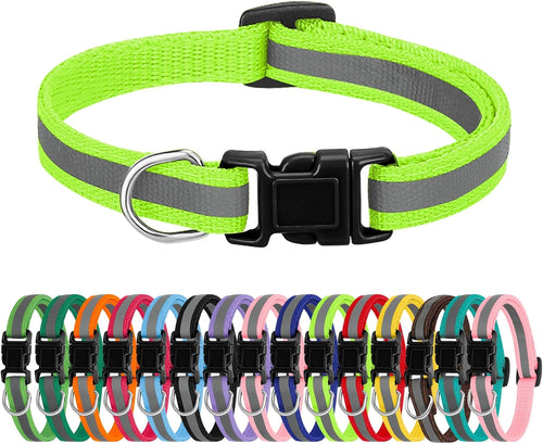 Simbow 16 Pack Puppy Collars for Litter, Reflective Puppy Collars Adjustable Puppy ID Collars Soft Nylon Whelping Collars for Newborn Litter Puppy Pets-Reflective