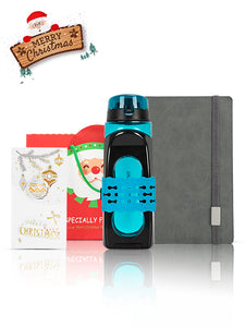 A5 Notebook, Sports Water Bottle, Christmas Gift Card and Bag