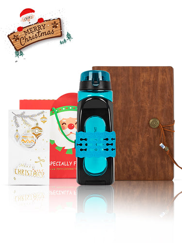 A5 Notebook, Sports Water Bottle, Christmas Gift Card and Bag