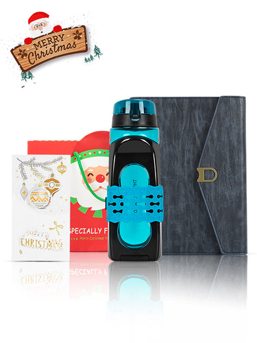 A5 Notebook, Sports Water Bottle, Christmas Gift Card and Bag