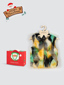 Child Faux Fur Vest, Christmas Gift Bag