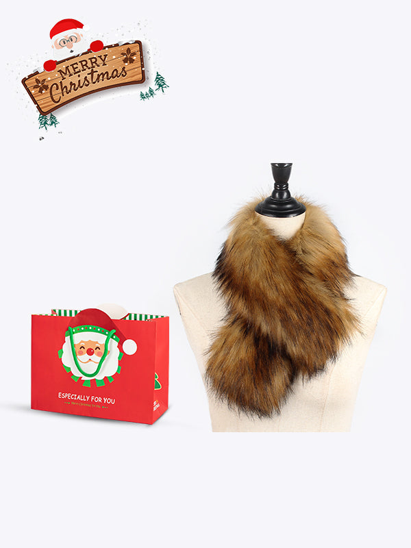 Women Faux Fur Scarf, Christmas Gift Bag