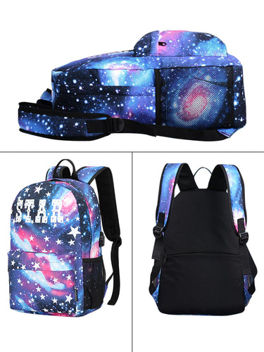 School Backpack Star Galaxy Bookbag