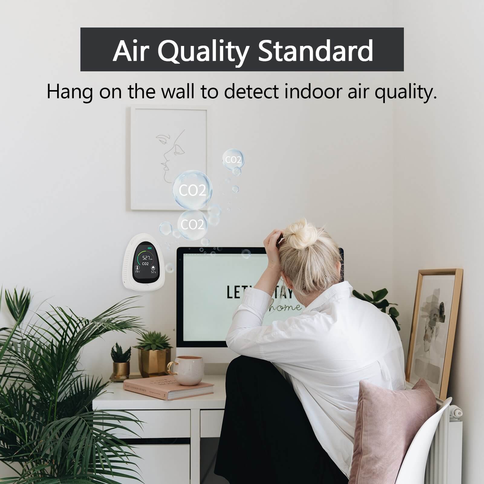 Carefor PT-01 Carbon Dioxide Detector with Temperature ,Humidity. Indoor Air Quality Monitor (White)