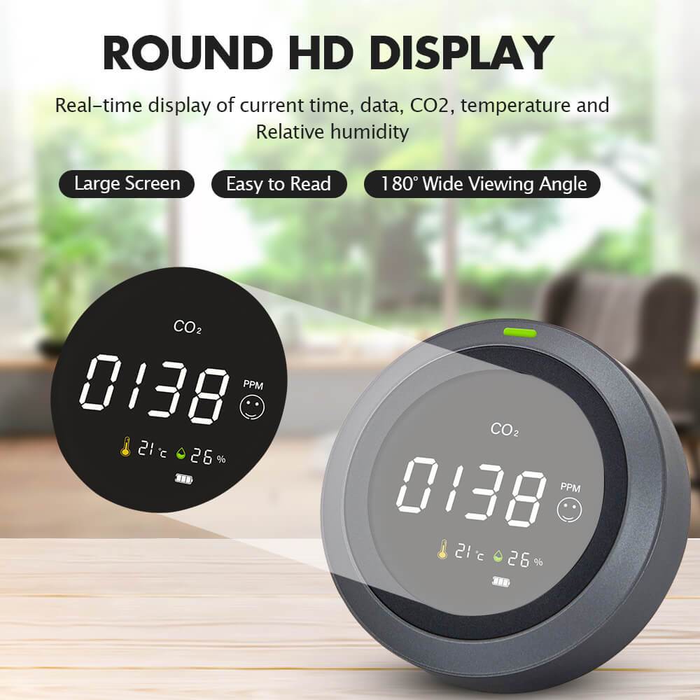 Carefor CF-5 Air Quality Monitor for CO2, CO2 Meter, Temperature, Humidity, Air Gas Detector