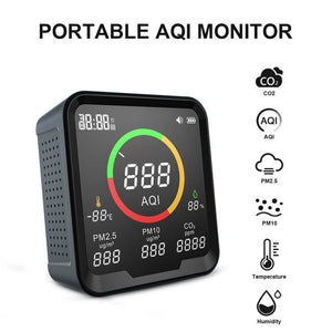 Carefor CF-9A Portable Air Quality Monitor For AQI, PM2.5, PM10, CO2, Temp and Humidity,With Buzzer Alarm