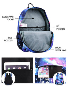 School Backpack Star Galaxy Bookbag