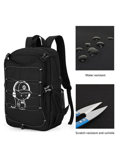 Skate Roller and Helmet Backpack Black backpack for sports and laptop