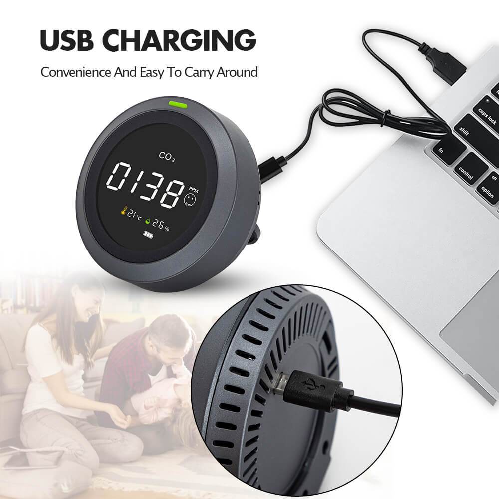 Carefor CF-5 Air Quality Monitor for CO2, CO2 Meter, Temperature, Humidity, Air Gas Detector