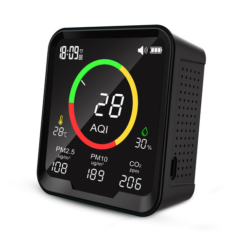 Carefor CF-9A Portable Air Quality Monitor For AQI, PM2.5, PM10, CO2, Temp and Humidity,With Buzzer Alarm