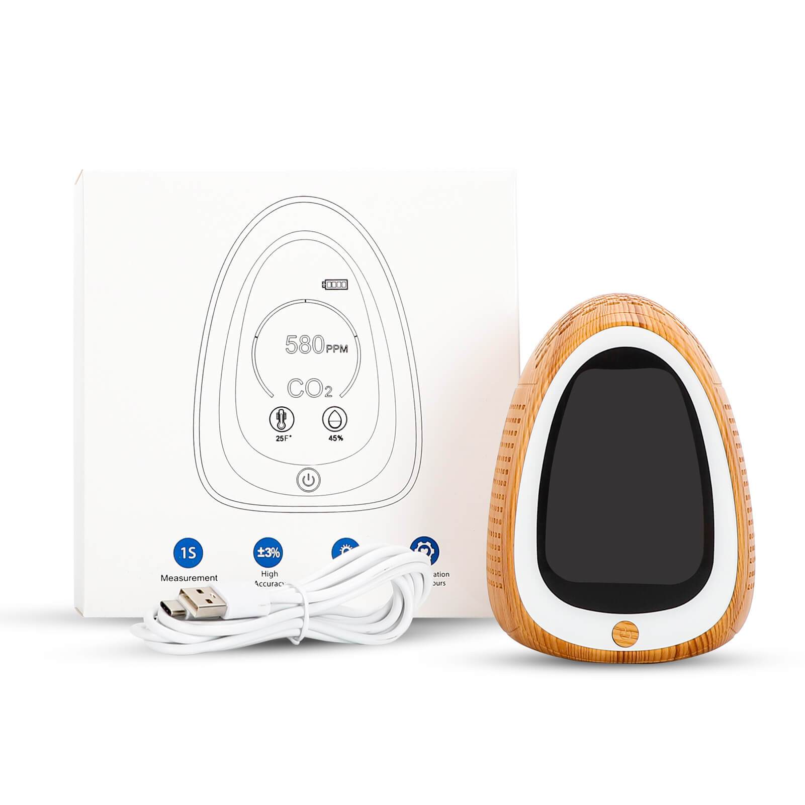 Carefor PT-02 CO2 Meter with Smoke Alarm Temp and Humidity Indoor Gas Analyzer Air Pollution Monitor