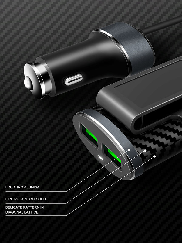 Car Charger, USB Car Cigarette Lighter Adapter Chargers, 4 USB Port, Front And Back Seat