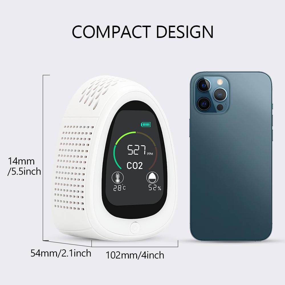 Carefor PT-01 Carbon Dioxide Detector with Temperature ,Humidity. Indoor Air Quality Monitor (White)