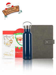 A5 Notebook, Blue water bottle, Christmas Gift Card, Bag