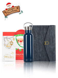 A5 Notebook, Blue water bottle, Christmas Gift Card, Bag