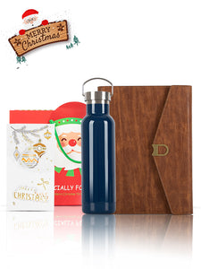 A5 Notebook, Blue water bottle, Christmas Gift Card, Bag