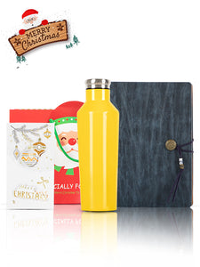A5 Notebook, Blue water yellow, Christmas Gift Card, Bag
