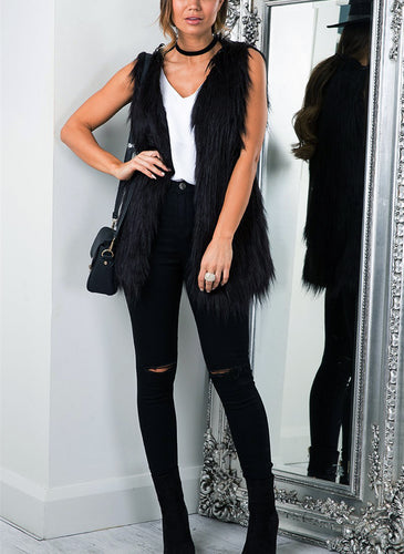Women Faux Fur Vest, Christmas Gift Bag